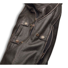 Load image into Gallery viewer, Mens Triple Vent System Harley davidson Trostel Distressed Biker Leather jacket