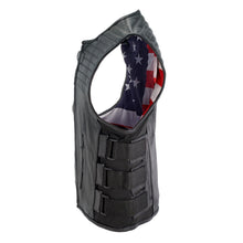 Load image into Gallery viewer, Swat Style Leather Vest Mens Motorcycle Biker Tactical Black Stretch Elastic USA