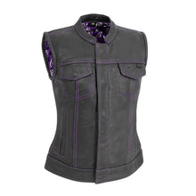 Load image into Gallery viewer, Women's Motorcycle Vest Leather Apparel Limited Edition Jessica Purple