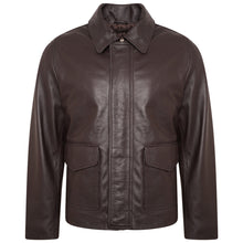 Load image into Gallery viewer, Classic Genuine Brown Leather Jacket For Men's