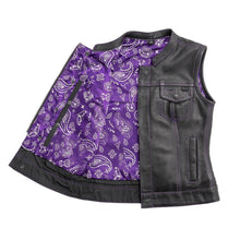 Load image into Gallery viewer, Women's Motorcycle Vest Leather Apparel Limited Edition Jessica Purple