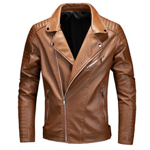 Load image into Gallery viewer, Mens Winter Leather Jackets Coats Fashion Windbreaker Male Slim Fit Biker Motorcycle Leather Jacket