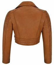 Load image into Gallery viewer, Ladies Leather Jacket Genuine Lambskin Slim Fit Short Body Biker Style Jacket