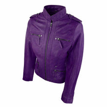 Load image into Gallery viewer, New Women's Biker Genuine Lambskin Leather Motorcycle Slim fit Biker Jacket