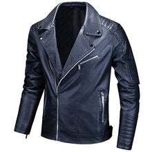Load image into Gallery viewer, Mens Winter Leather Jackets Coats Fashion Windbreaker Male Slim Fit Biker Motorcycle Leather Jacket