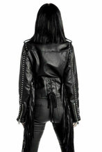 Load image into Gallery viewer, Studded Leather Jacket For Women Black Moto Biker Jacket with Fringe Custom Made