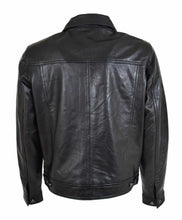 Load image into Gallery viewer, Men's Soft Leather Trucker Black Front Metal Button Coat Motorcycle Jacket