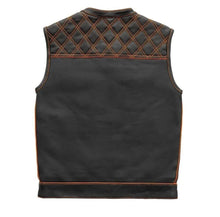 Load image into Gallery viewer, New Orange Checker Leather Vest Diamond Quilted Men's Biker Club Motorcycle Vest