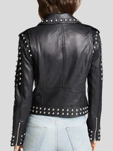 Load image into Gallery viewer, Women’s Black Studded Leather Jacket