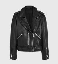 Load image into Gallery viewer, Women Black Genuine Leather Jacket Real Leather Jacket Soft Lambskin Biker Short Jacket