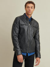 Load image into Gallery viewer, Leather Jacket with Shoulder Patches MOTORCYCLE