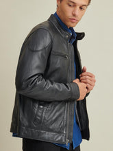 Load image into Gallery viewer, Leather Jacket with Shoulder Patches MOTORCYCLE