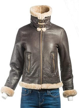 Load image into Gallery viewer, Women's Leather Aviator Jacket
