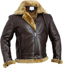 Load image into Gallery viewer, Men Bomber Aviator Real Shearling Leather Jacket
