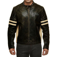Load image into Gallery viewer, Black Royal Enfield Biker Genuine Leather For Men’s Cafe Racer Motorcycle Jacket
