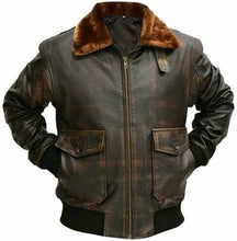Load image into Gallery viewer, Aviator Jacket Distressed Bomber Leather Jacket
