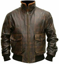 Load image into Gallery viewer, Aviator Jacket Distressed Bomber Leather Jacket
