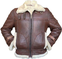 Load image into Gallery viewer, Aviator Pilot Fur Bomber Leather Jacket
