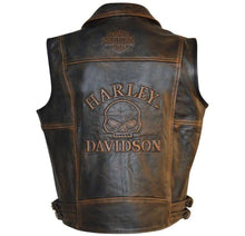 Load image into Gallery viewer, Harley Davidson Men's Motorcycle Knuckle Distressed biker Genuine leather Vest
