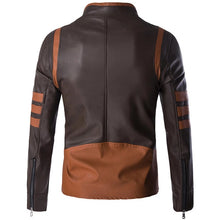 Load image into Gallery viewer, Men's Leather Jackets Men Patchwork Jacket Motorcycle Biker Male Jacket Windbreaker Bike Riding Coat
