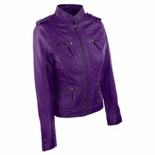 Load image into Gallery viewer, New Women's Biker Genuine Lambskin Leather Motorcycle Slim fit Biker Jacket
