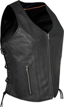 Load image into Gallery viewer, ladies women's soft leather biker motorcycle vest black
