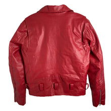Load image into Gallery viewer, Red motorcycle Jacket Vegan Leather multi pocket small
