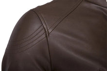 Load image into Gallery viewer, Men's Leather Jackets Men Patchwork Jacket Motorcycle Biker Male Jacket Windbreaker Bike Riding Coat
