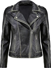 Load image into Gallery viewer, Biker Style Vintage Leather Jacket Women
