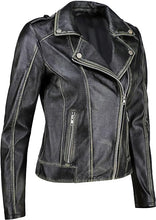Load image into Gallery viewer, Biker Style Vintage Leather Jacket Women

