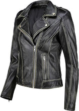 Load image into Gallery viewer, Biker Style Vintage Leather Jacket Women
