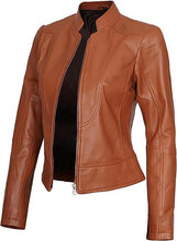 Load image into Gallery viewer, Cafe Racer Real Lambskin Womens Leather Jacket
