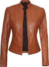Load image into Gallery viewer, Cafe Racer Real Lambskin Womens Leather Jacket
