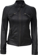Load image into Gallery viewer, Cafe Racer Slim Fit Stand Collar Womens Motorcycle Jackets
