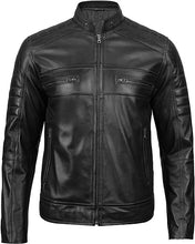 Load image into Gallery viewer, Real Lambskin Leather Biker Motorcycle Jackets For Mens
