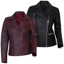 Load image into Gallery viewer, Women's Real Genuine Leather Jacket Slim Fit Zip Up Biker Flight Coat Cafe Racer
