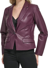 Load image into Gallery viewer, Women Maroon Leather Blazer

