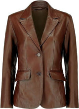 Load image into Gallery viewer, Classic 2-Button Leather Blazer Women
