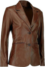 Load image into Gallery viewer, Classic 2-Button Leather Blazer Women
