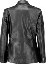 Load image into Gallery viewer, Womens Two Button Black Leather Blazer Jacket
