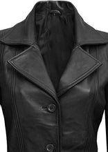 Load image into Gallery viewer, women's three button leather blazer jackets
