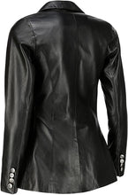 Load image into Gallery viewer, Double Breasted Fancy Buttons Leather Blazer Women
