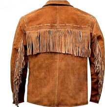 Load image into Gallery viewer, Men's Western Suede Leather Jacket with fringes
