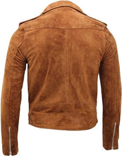 Load image into Gallery viewer, Men's Classic Casual Tan Suede Leather Biker Jacket
