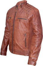 Load image into Gallery viewer, Ride Leather Jacket For Men Vintage Biker Jacket Motorcycle Vintage Jacket

