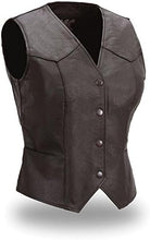 Load image into Gallery viewer, Women's Motorcycle Biker Riding Black Leather Vest
