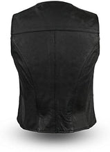 Load image into Gallery viewer, Women's Motorcycle Biker Riding Black Leather Vest
