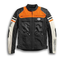 Load image into Gallery viewer, Harley Davidson men's jacket 5XL black orange vents zip bar Switchback
