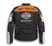 Load image into Gallery viewer, Harley Davidson men's jacket 5XL black orange vents zip bar Switchback

