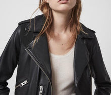 Load image into Gallery viewer, Women Black Genuine Leather Jacket Real Leather Jacket Soft Lambskin Biker Short Jacket
